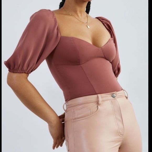 Wilfred Tops - Wilfred Novella Red Puffed Short Sleeve Blouse With Bustier Bodice